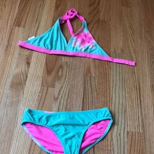Xhilaration girls Hawaiian flower bikini